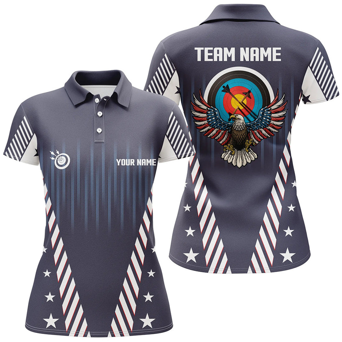Custom Personalized Eagle American Archery Target Polo Shirts For Women Custom US Archery Jerseys Shirts
