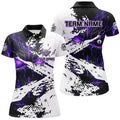 Custom Personalized Lightning Skull Billiard Shirts For Women Custom Billiard Jerseys Grunge Style |Purple