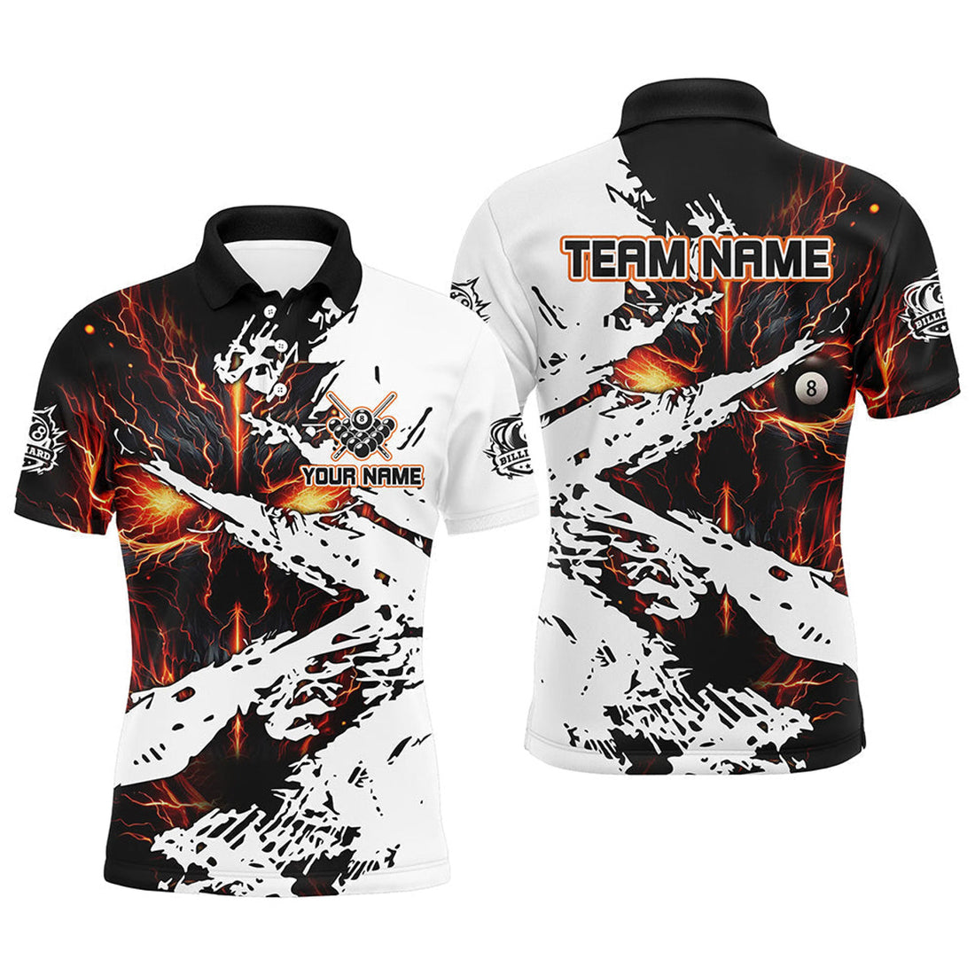 Personalized Lightning Skull Multicolor Billiard Shirts For Men Custom Billiard Jerseys Grunge Style