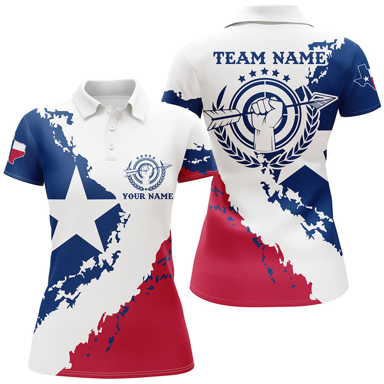 Custom Personalized Texas Archery Polo Shirts For Women Custom Texas Flag Shirts For Archery Lover
