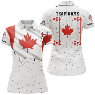 Custom Personalized Patriotic Canada Flag Archery Women Polo Shirt Archery Team Uniform Shirts
