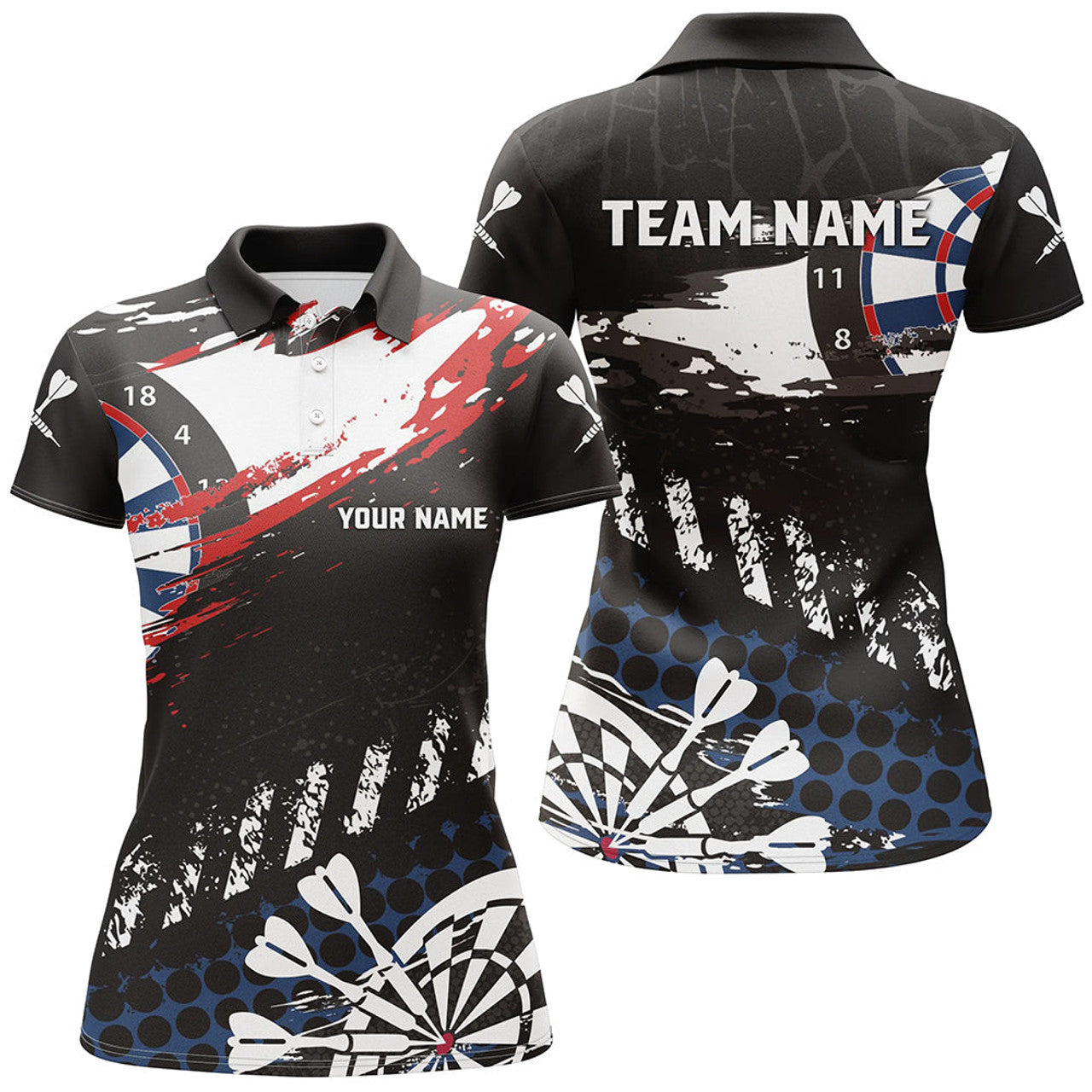 Custom Personalized Grunge Style Darts Polo Shirts Custom Retro Darts Shirts For Women Darts Team Jersey