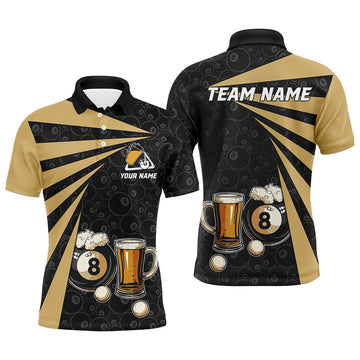 Personalized 8 Ball Pool With Beer Men Billiard Polo Shirts Custom Billiard Beer Pool Player Shirts