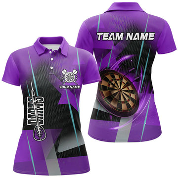 Custom Personalized 3D All Over Print Darts Women Polo Shirts Custom Purple Darts Team Jersey