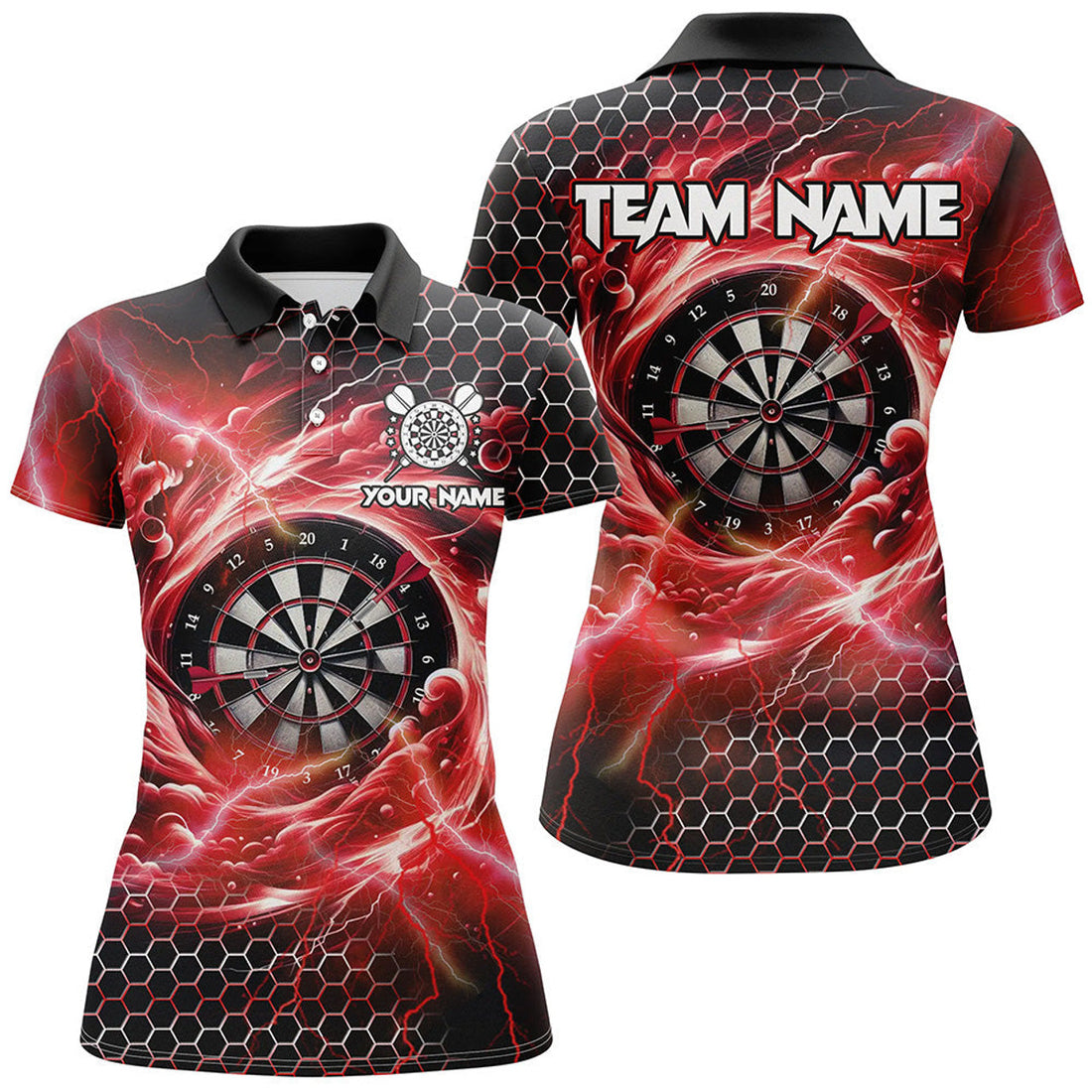 Custom Funny 3D Dartboard Storm Thunder Custom Darts Shirts For Women Team League Darts Jerseys | Red