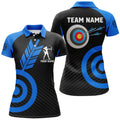Custom Personalized Blue Archery Jerseys For Women Custom Archery Polo Shirts Team League Archery Shirts