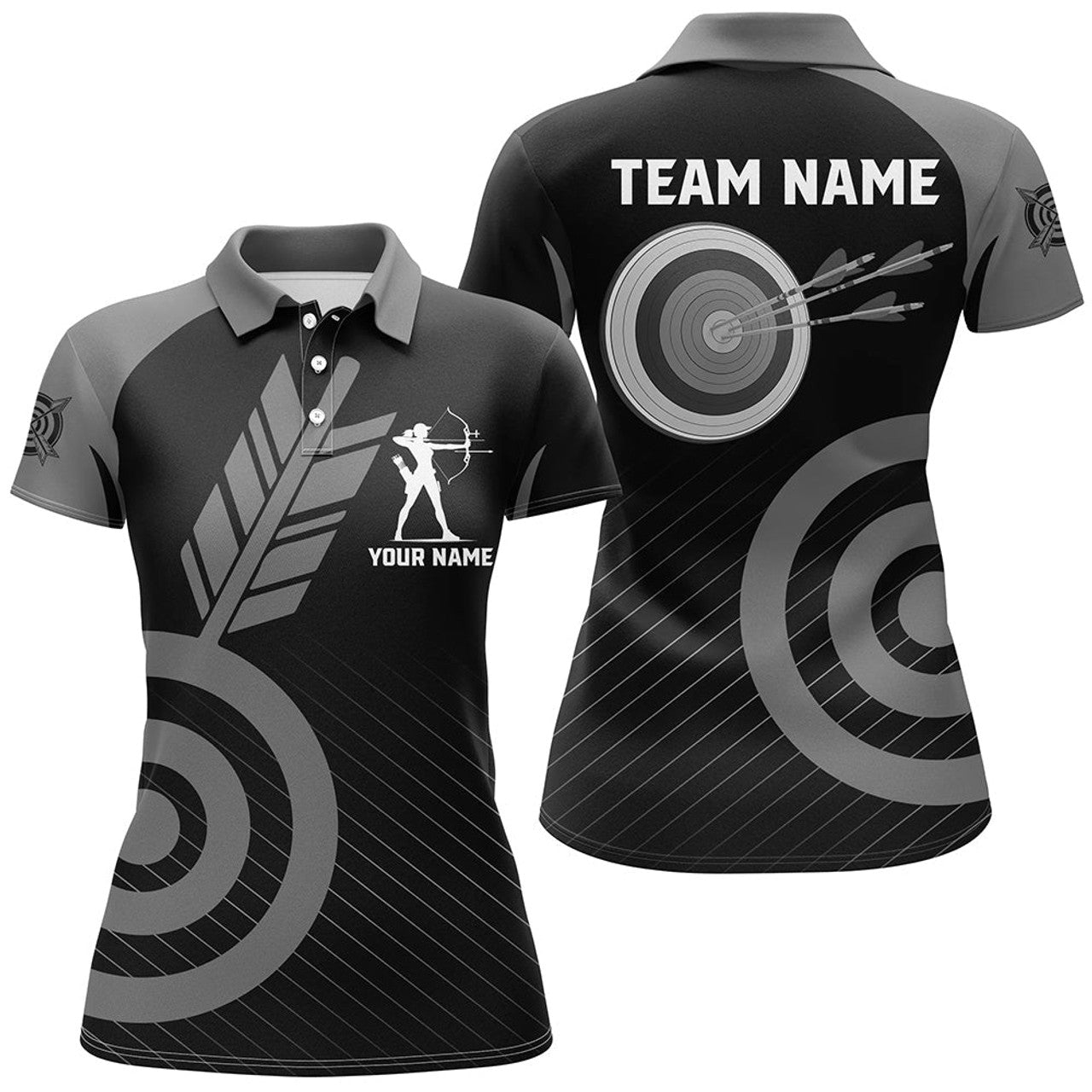 Custom Personalized Grey Archery Jerseys For Women Custom Archery Polo Shirts Team League Archery Shirts