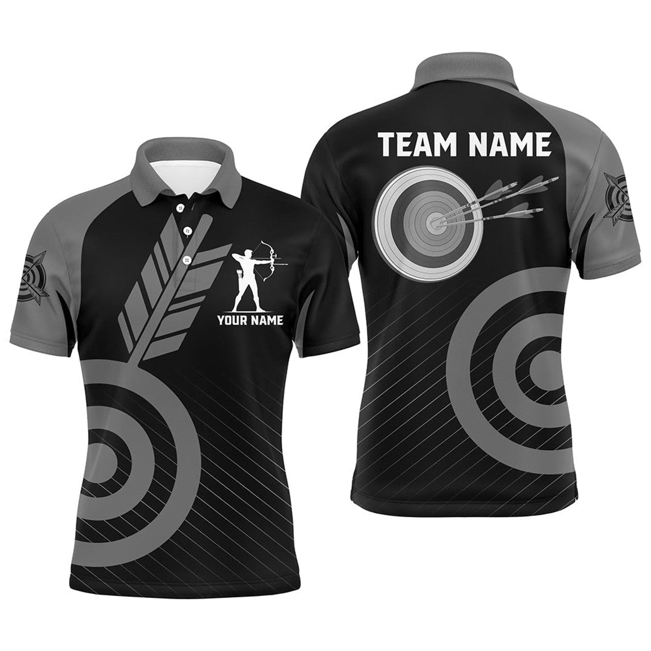 Personalized Grey Archery Jerseys For Men Custom Archery Polo Shirts Team League Archery Shirts