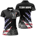 Custom Ball 8 US Flag Black Grunge Women Billiard Polo Shirt Best Billiard Team