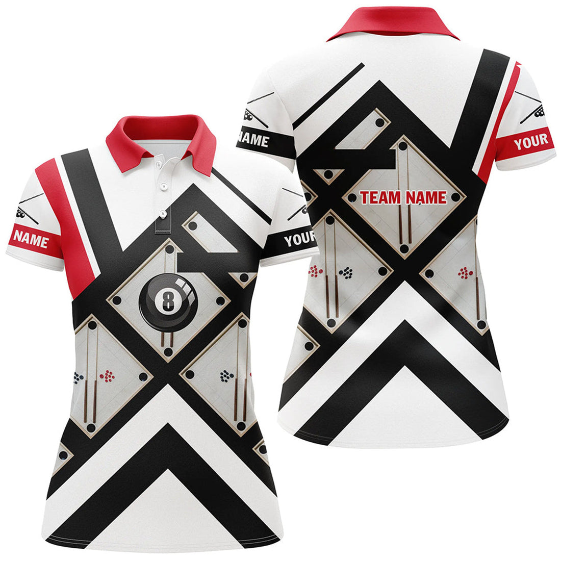 Custom Personnalized 8 Ball Funny Billiard Polo Shirts For Women, Custom Billiard Shirts Design For Player
