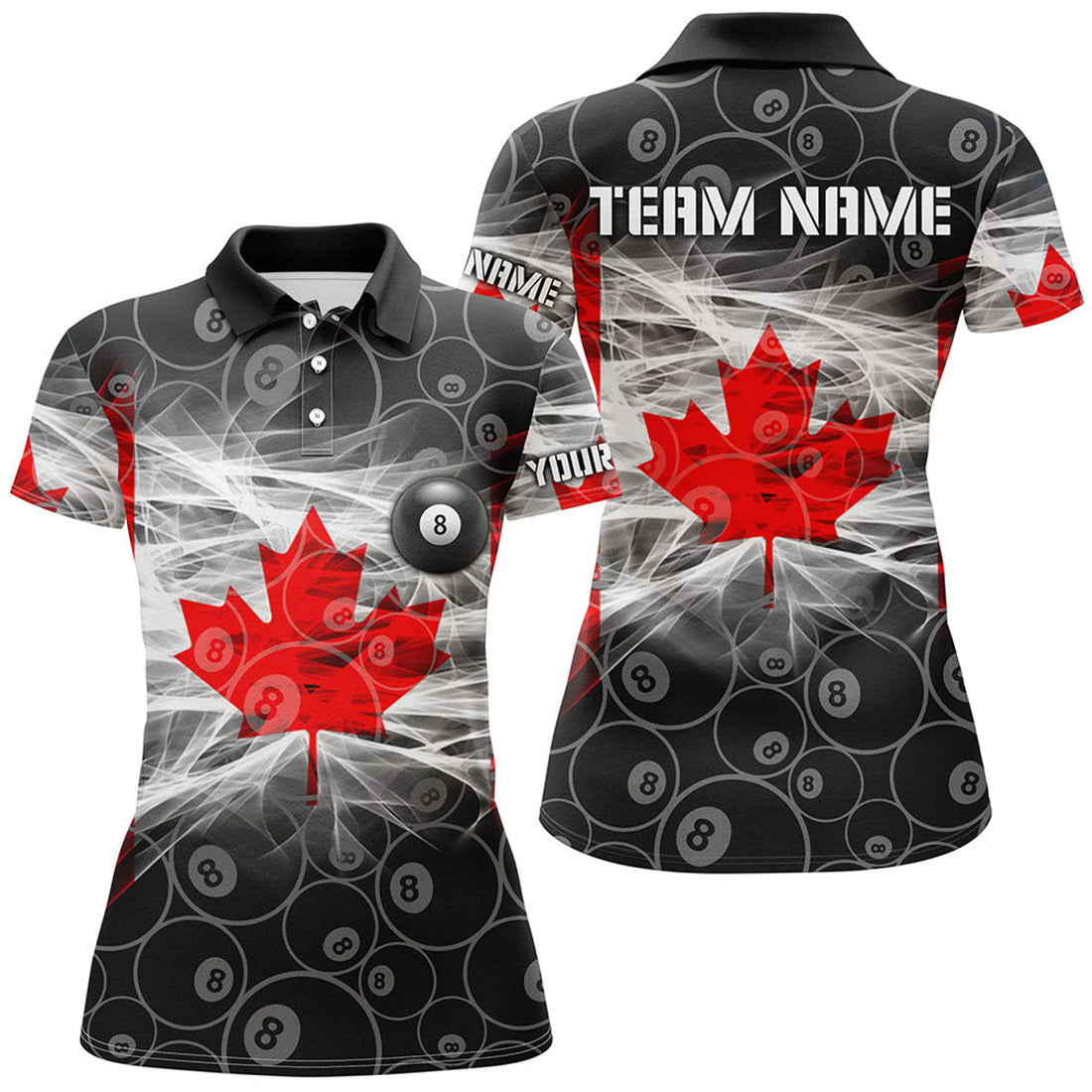 Custom Personalized Canadian Flag Billiard Women Polo Shirts Best Custom Canada Billiard Shirts For Patriot