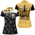 Custom Pool & Beer That's Why I'm Here Custom Women Billiard Shirts, Yellow Black Drinking Billiard Jerseys
