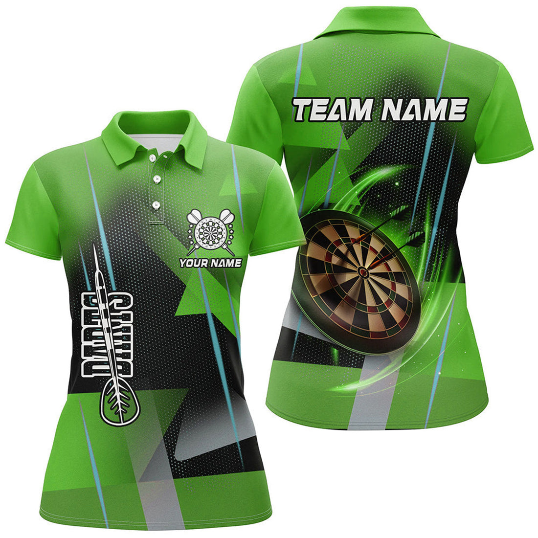 Custom Personalized Darts Polo 3D Printed Shirts For Women Custom Green Darts Team Jersey