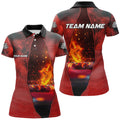 Custom Red Billiard Balls Fire 3D Printed Women Polo Shirts, Billiards Apparel Clothing