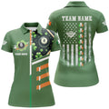 Custom St Patrick's Day American Flag Custom Women Billiard Polo Shirts, Green Patrick Billiard Shirts