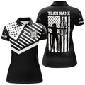 Custom Personalized Black White Us Flag Archery Polo Shirts For Women Custom Archery Shirts For Patriot