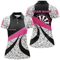 Custom Personalized Grunge Pink Darts Polo Shirts For Women, Unique Darts Team Jerseys Attire