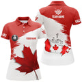 Custom Personalized Billiard Canadian Leaf 3D Polo Shirts For Women, Canada Billiard Shirts For Patriot