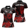 Custom Personalized Red Grunge Billiard Women Polo Shirts, Best Custom Billiard Jerseys For Pool Player