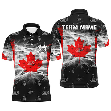Personalized Canadian Flag Dart Polo Shirts For Men Custom Patriotic Canada Dart Team Jerseys
