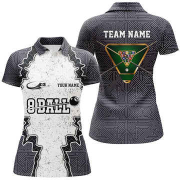Custom Personalized Armor 8 Ball Pool Billiard Women Polo Shirts Custom Name Funny 8 Ball Pool Team Shirts