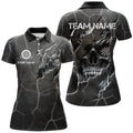Custom Personalized Skull Black Grunge Darts Polo And s For Women Custom Darts Team Jerseys