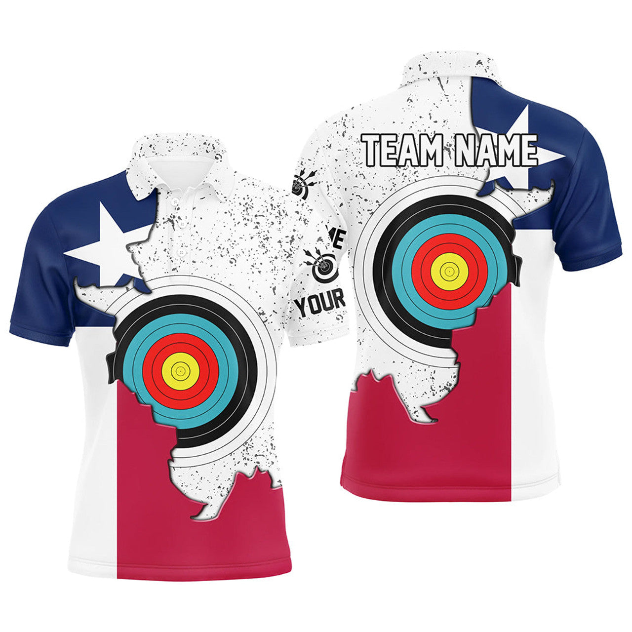 Personalized 3D Texas Archery Target Men Polo Shirts Custom Texas Flag Shirts For Patriotic Archer