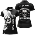 Custom White Skull Billiard I Beat People With A Stick Personalized Name Polo Shirts For Women