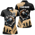 Custom Personalized Gold Funny 8 Ball Pool Crack Women Polo Shirts Custom Team League Billiard Jersey