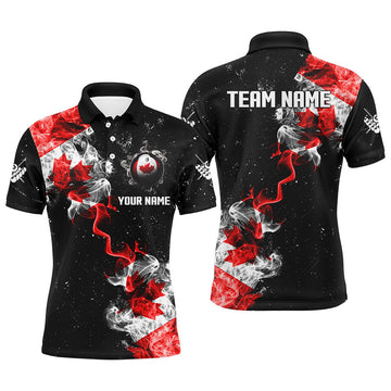 Custom Billiard Grunge Canada Flag Smoke Pattern Customized Name, Team Name 3D Polo Shirt