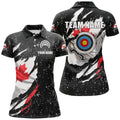 Custom Grunge Canada Flag Target Archery Sets Women Polo Shirts Custom Patriotic Archery Jersey Attire