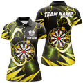 Custom Personalized Yellow Dart Board Thunder Lightning Dart Polo Shirts For Women Custom Dart Team Jerseys