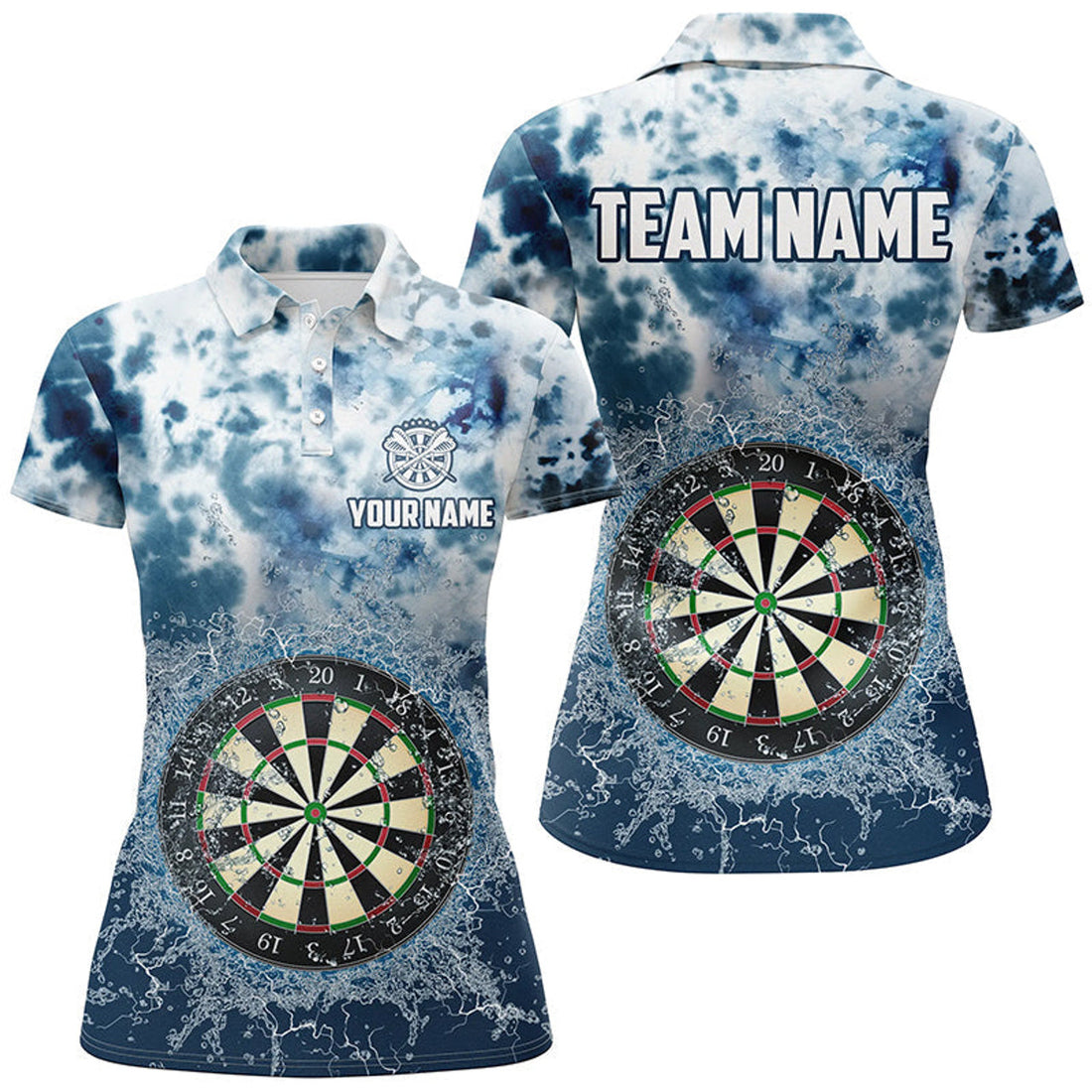 Custom Personalized Darts Board In Water 3D Printed Women Darts Polo Shirts Custom Darts Team Jersey