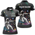 Custom Personalized Astronaut Playing Billiard 3D Printed Women Polo Shirts Custom Funny Billiard Apparel
