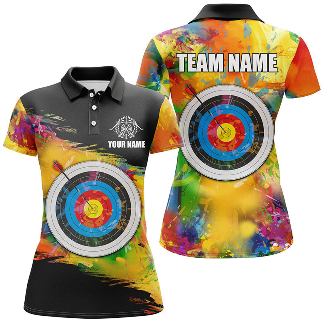 Custom Personalized Colorful 3D Target Archery Women Polo Shirts Custom Archery Jerseys Attire For Archer