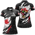Custom Grunge Canada Flag 3D Billiard Balls Polo Shirts For Women Custom Patriotic Billiard Jerseys Attire