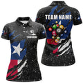 Custom Grunge Texas Flag 3D Billiard Balls Polo Shirts For Women Custom Patriotic Billiard Jerseys Attire