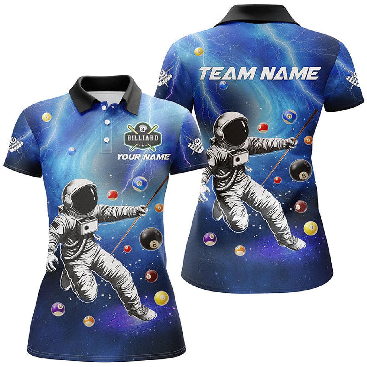 Custom Personalized Astronaut Billiard Balls 3D Printed Shirts For Women Custom Funny Billiard Apparel |Blue