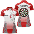Custom White Red Canada Flag Women Darts Polo Shirts Custom Patriotic Darts Shirts For Team Darts Jerseys