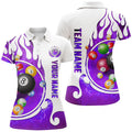 Custom Personalized Name Billiard Fire Polo Shirts For Women Custom Team Name Billiard Shirt Design | Purple