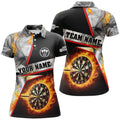 Custom Personalized Darts Flame Grey Smoke Women Darts Polo Shirts Custom Dart League Shirts, Darts Jerseys