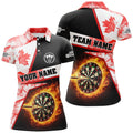 Custom Personalized Darts Flame Canada Flag Smoke Women Polo Shirts Custom Dart League Shirts, Darts Jerseys