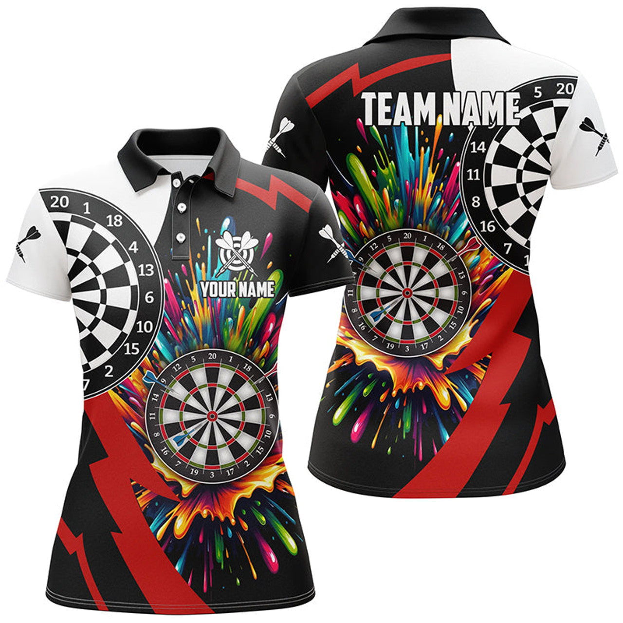 Custom Personalized Colorful Dartboard Women Darts Polo Shirts Custom Name Unique Darts Team Jerseys