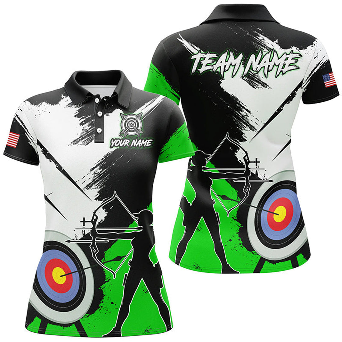 Custom Personalized Grunge Archery Polo And Shirts For Women Custom Archery Team Jerseys
