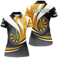 Custom Personalized 3D Dartboard Black Yellow Women Darts Polo Shirts Custom Darts League Team Shirts