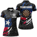 Custom Grunge Texas Flag Dartboard Polo Shirts For Women Custom Patriotic Darts Jerseys Attire