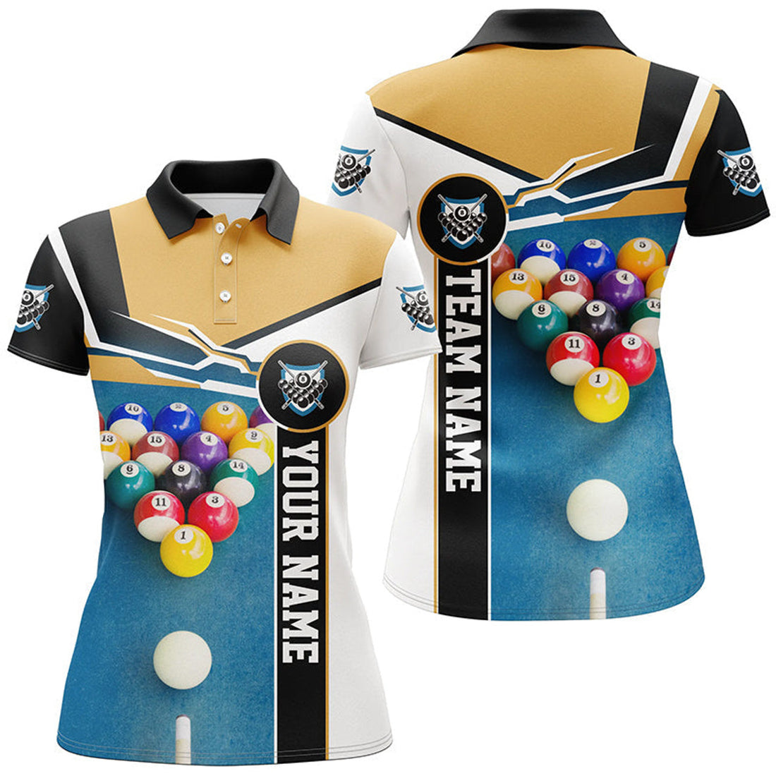Custom Billiard Ball Polo Shirts For Women, Personalized 3D Billiard Team Shirts For Pool Player