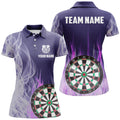 Custom Personalized Purple Fire Flame 3D Dartboard Women Darts Polo Shirts Custom Darts Team Jerseys