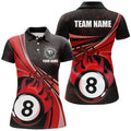 Custom Personalized Funny Flaming 8 Ball Pool Custom Red Billiard Jerseys Shirts For Women, Billiard Apparel