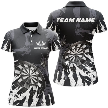 Custom Personalzied Darts Board White Grunge Style 3D Women Darts Polo Shirts Custom Darts Team Jerseys
